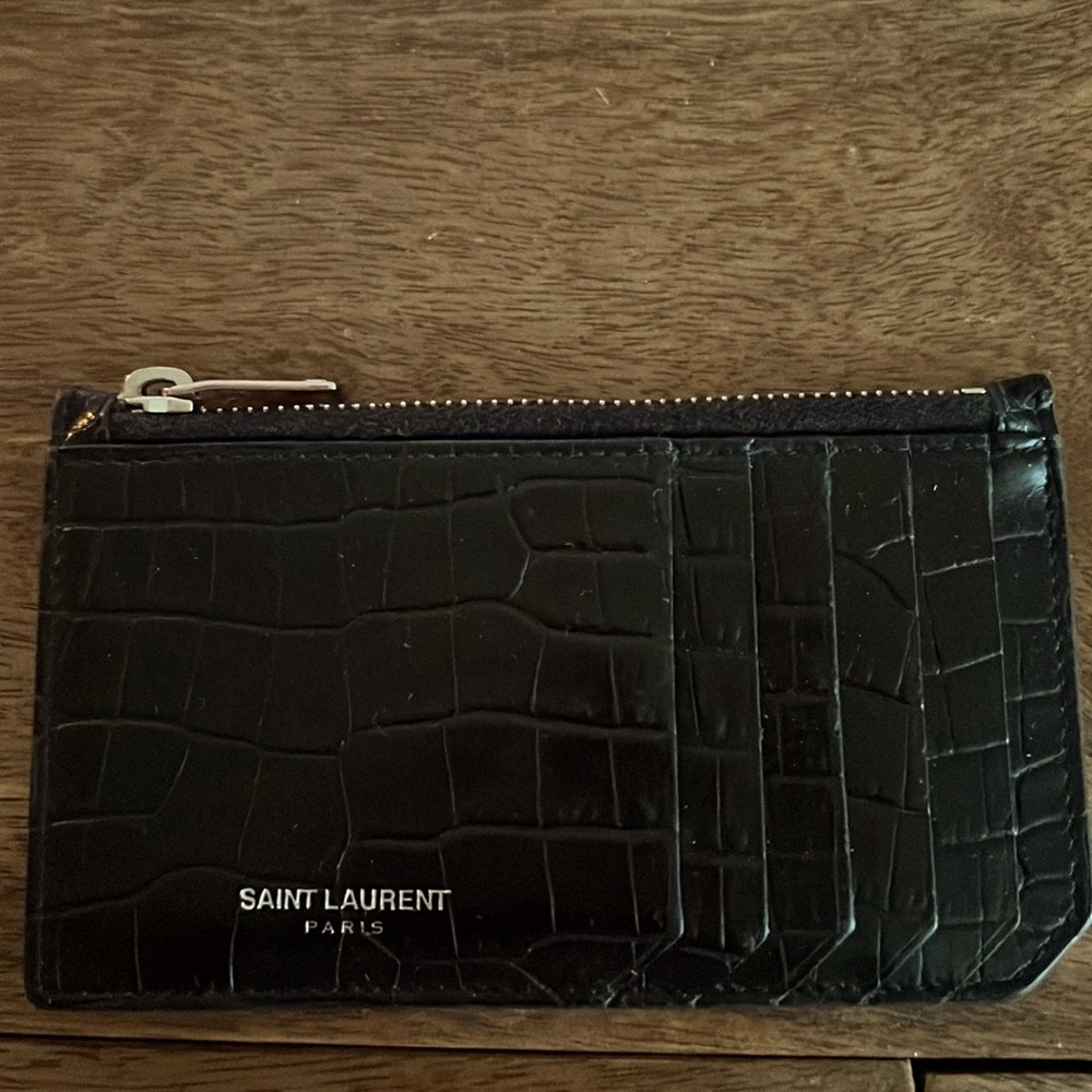 YSL CROC CARD HOLDER